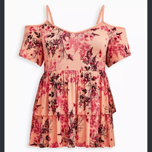 Torrid Tops - Torrid Babydoll Super Soft Cold Shoulder Top